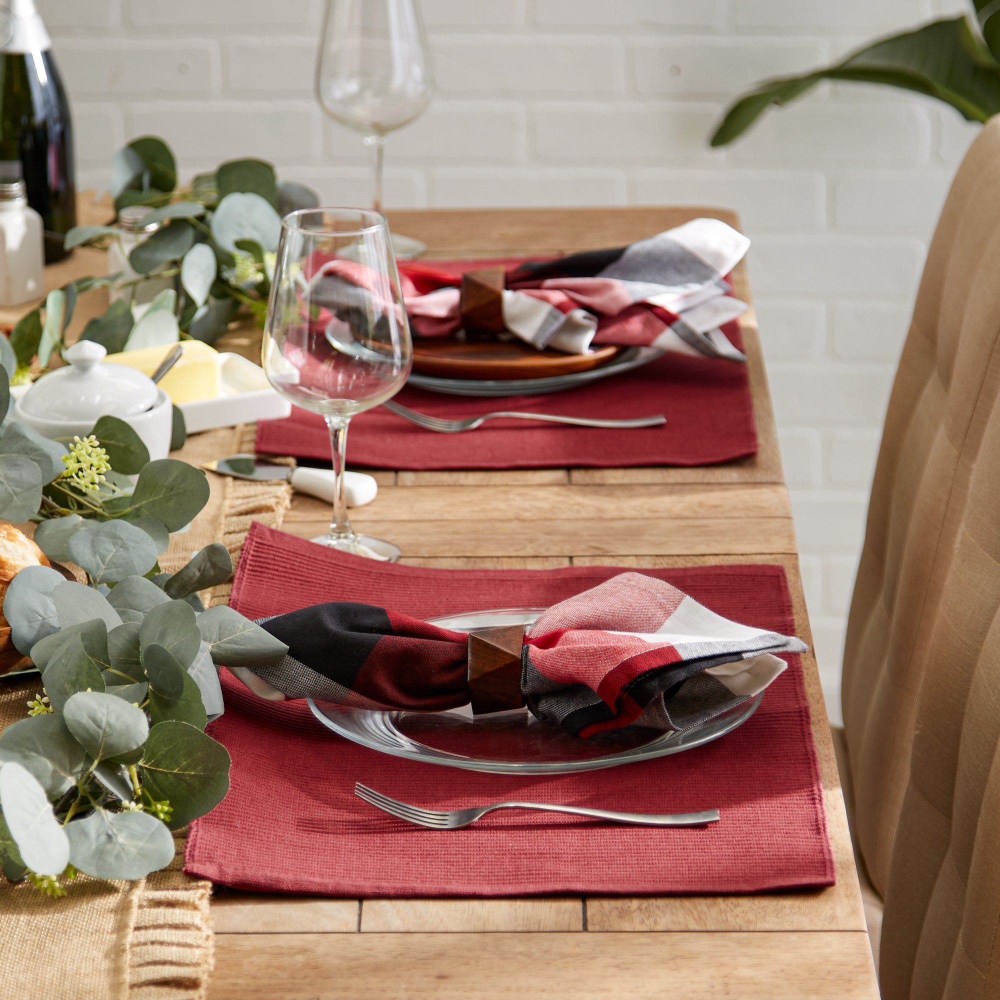 Wine Ribbed Placemats, Set of 6 - Placemats