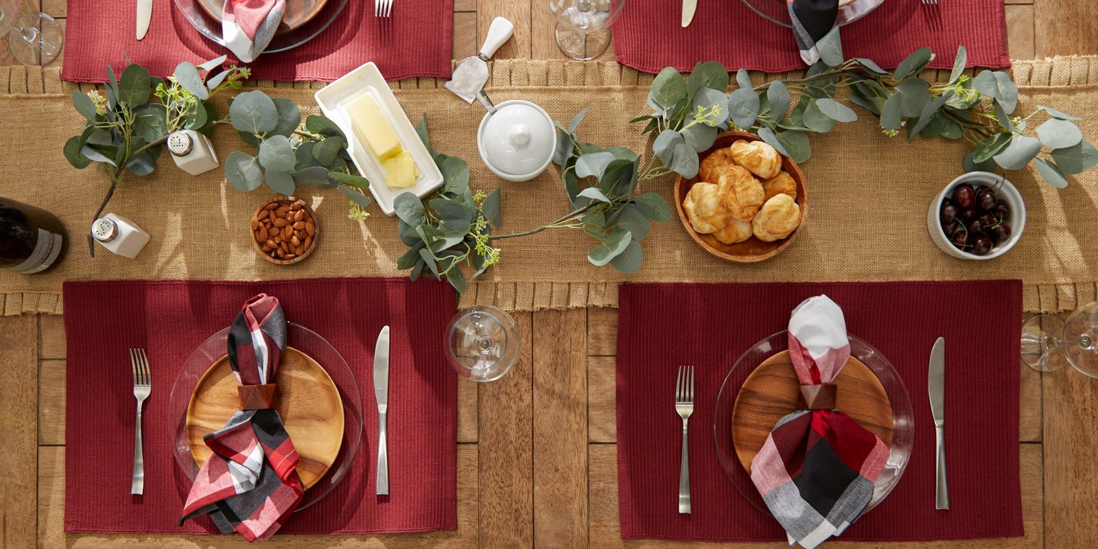 Wine Ribbed Placemats, Set of 6 - Placemats