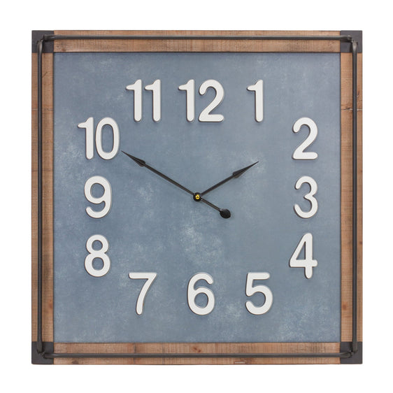 Wood Framed Square Wall Clock 23.5" - Grey - Clocks