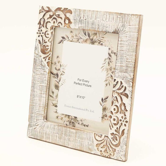 Wooden Carving Photo Frame 4'' x 6'' - Distress white - Frames