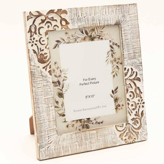 Wooden-Carving-Photo-Frame-4''-x-6''-Distress-white-Frames