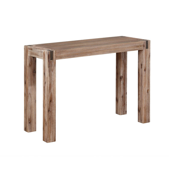 Woodstock Acacia Wood with Metal Inset Media Console Table, Brushed Driftwood - Consoles