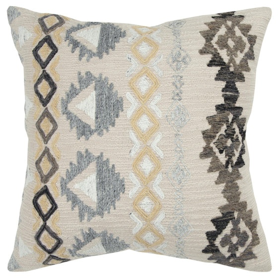 Woven And Embroidered Cotton Geometric Decorative Throw Pillow - Decorative Pillows