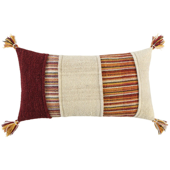 Woven And Paneled Wool Panel Stripe Decorative Throw Pillow - Decorative Pillows