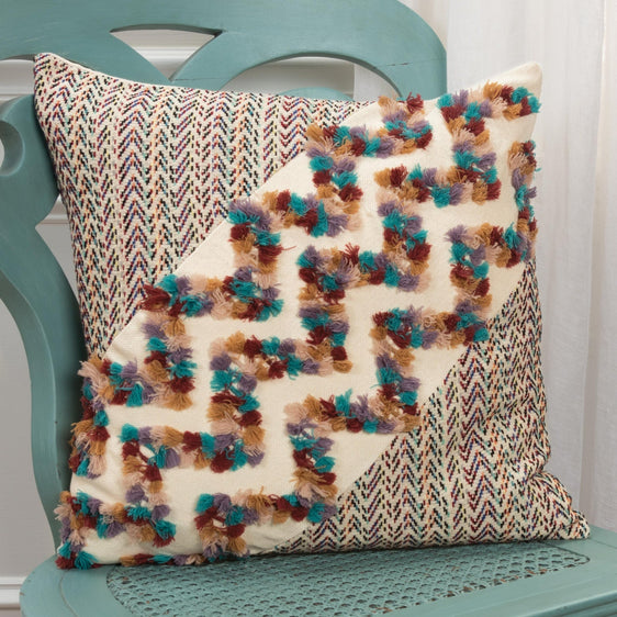 Woven Cotton Chevron Decorative Throw Pillow - Decorative Pillows