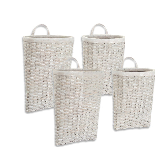 Woven Metasequoia Wood Wall Baskets (Set of 4) - Decorative Accessories