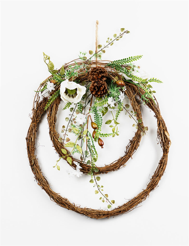 Woven-Rattan-Double-Wreath-with-Magnolia-Accent,-Set-of-2-Wreaths
