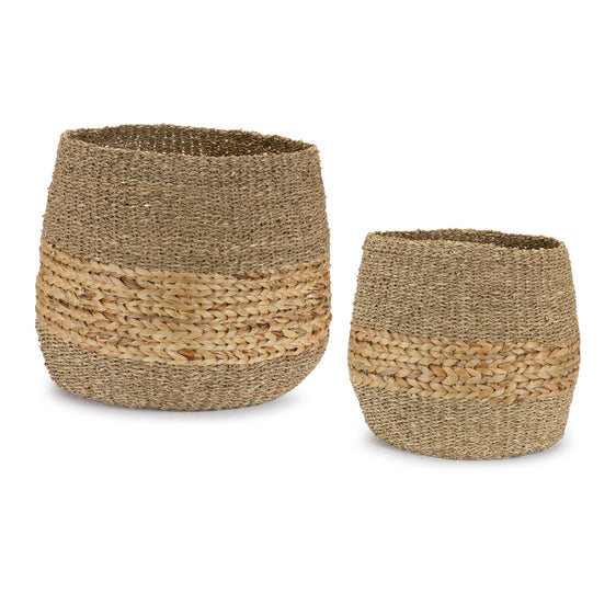 Woven-Seagrass-Basket-with-Wicker-Accent-(Set-of-2)-Decorative-Accessories