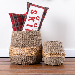 Woven Seagrass Basket with Wicker Accent (Set of 2) - Decorative Accessories