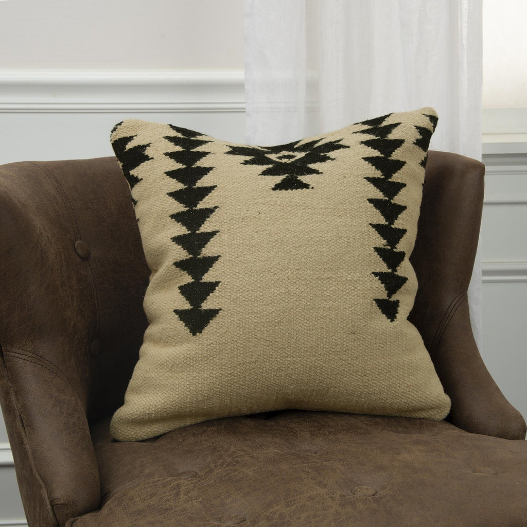 Woven Wool Southwestern Iconic Patterning Decorative Throw Pillow - Decorative Pillows