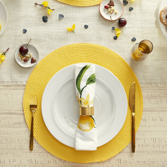Yellow-Round-PP-Woven-Placemats,-Set-of-6-Placemats