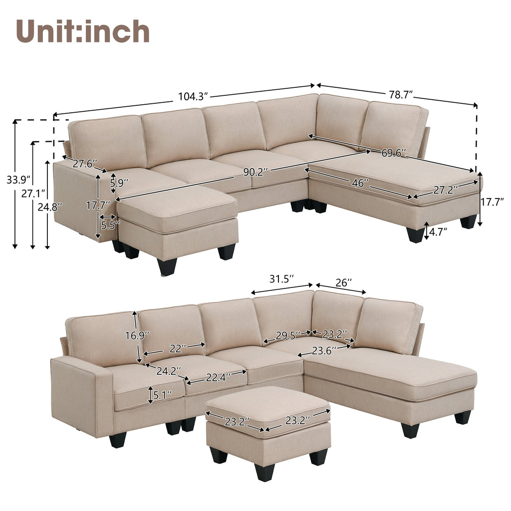 Zachary L Shaped Sectional Sofa with Ottoman - Sofas