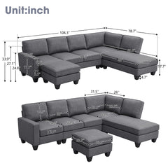 Zachary L Shaped Sectional Sofa with Ottoman - Sofas