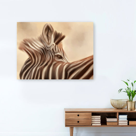 Zebra looking over shoulder Canvas Giclee - Wall Art